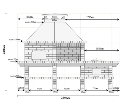 Печь Аристократ 750 Прямоугольный кирпич графитовый серый, фото 7