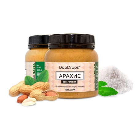 Арахисовая паста с морской солью и стевией, в пластике, 250г, фото 1