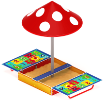 Песочница с крышкой средняя и навесом Грибок (Арифметика) - ИО 5.01.10-03