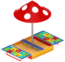 Песочница с крышкой средняя и навесом Грибок (Арифметика) - ИО 5.01.10-03