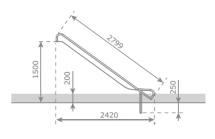 Скат KBT Steg-on L2,8 H1,3-1,5 из нержавеющей стали для игровых площадок Скат KBT Steg-on L2,8 H1,3-1,5 из нержавеющей стали для игровых площадок