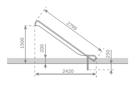 Скат KBT Steg-on L2,8 H1,3-1,5 из нержавеющей стали для игровых площадок, фото 5