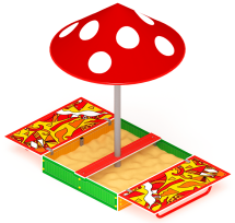 Песочница с крышкой средняя и навесом Грибок (Рыбы) - ИО 5.01.10-04