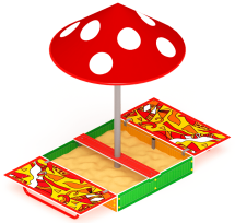 Песочница с крышкой средняя и навесом Грибок (Рыбы) - ИО 5.01.10-04