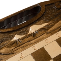 Шахматы + нарды резные c Араратом 40 с ручкой, Haleyan Шахматы + нарды резные c Араратом 40 с ручкой, Haleyan