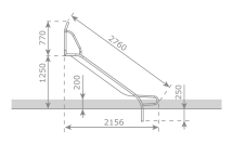 Скат KBT Stur-500 L2,7 H1,0-1,25 из нержавеющей стали для игровых площадок Скат KBT Stur-500 L2,7 H1,0-1,25 из нержавеющей стали для игровых площадок