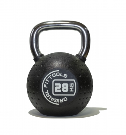 Гиря 28 кг с хромированной ручкой полиуретановая (CPU), фото 1