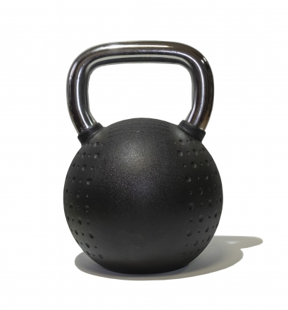 Гиря 28 кг с хромированной ручкой полиуретановая (CPU), фото 3