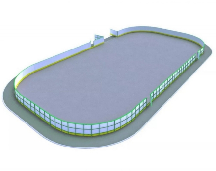 Хоккейная коробка из стеклопластика толщиной 7 мм, с обычными бортами, без ограждения из сетки, размер 15x30 м, фото 1
