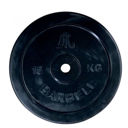 Диск обрезиненный DFC, чёрный, резин.втулка, 26мм, 15кг, фото 1