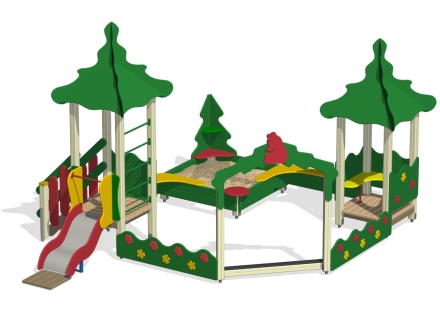 Песочный дворик Лесная поляна ПС-09 с горкой для детской площадки, фото 2