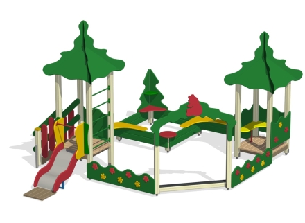 Песочный дворик Лесная поляна ПС-09 с горкой для детской площадки, фото 1