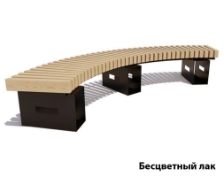 Парковая скамейка Сити, Сосна (внутренний радиус 1500 мм) Пол круга (брус 43х90 мм), фото 1