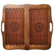 Нарды кожаные &quot;Тайпан&quot; средние с ручкой (Россия, дерево, 50х25х5 см)