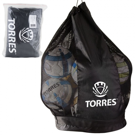 Сумка-баул для мячей &quot;TORRES&quot; арт.SS11069,на 15 футб.мяч,на шнурке с фиксатором, на 15 мячей, черная, фото 1