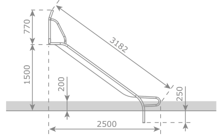 Скат KBT Stur-500 L3,2 H1,3-1,5 из нержавеющей стали для игровых площадок, фото 4