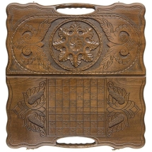 Нарды резные "Армянский узор 4" с ручкой 60, Haleyan Нарды резные "Армянский узор 4" с ручкой 60, Haleyan