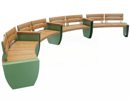 Скамейка радиусная TORUDA 065 1 м.п - со спинкой, фото 1