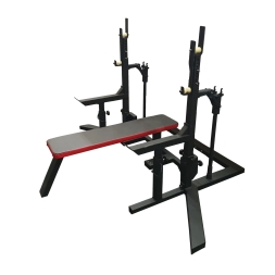 Соревновательная домкратная стойка для пауэрлифтинга со скамьей и страховочными упорами, фото 1