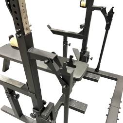 Соревновательная домкратная стойка для пауэрлифтинга со скамьей и страховочными упорами, фото 3