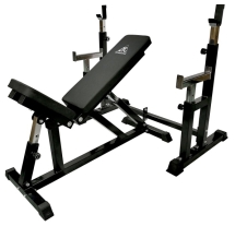 Скамья со стойками под штангу DFC DZ005ABB (чёрный, два короба)