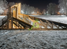 Зимняя деревянная горка "IgraGrad Snow Fox 12 м" с двумя скатами мод.3