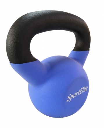 Гиря чугунная с виниловым покрытием SportElite 16 кг, матовая, фото 2