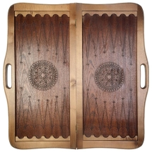 Нарды кожаные &quot;Египет&quot; большие с ручкой (Россия, дерево, 60х30х5 см)