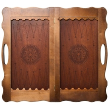 Нарды кожаные &quot;Серебро&quot; большие в дипломате (Россия, дерево, 60х30х5 см)