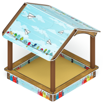 Песочный дворик с навесом Домик (Коты) - ИО 6.01.02-02