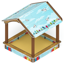 Песочный дворик с навесом Домик (Коты) - ИО 6.01.02-02