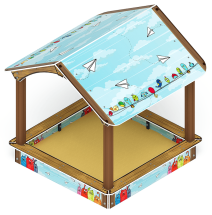 Песочный дворик с навесом Домик (Коты) - ИО 6.01.02-02