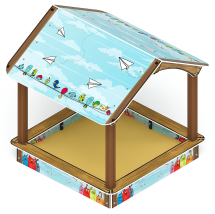 Песочный дворик с навесом Домик (Коты) - ИО 6.01.02-02