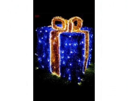 Световая фигура Подарок с мишурой (диаметр 1 м), фото 1