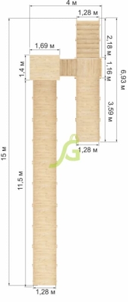 Зимняя деревянная горка "IgraGrad Snow Fox 12 м" с двумя скатами, без окраски, фото 2