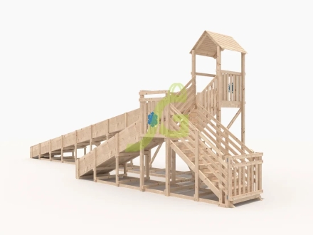Зимняя деревянная горка "IgraGrad Snow Fox 12 м" с двумя скатами, без окраски, фото 4