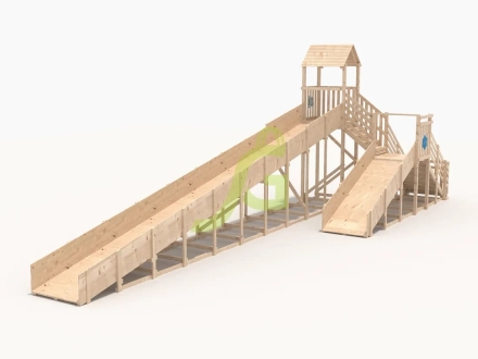 Зимняя деревянная горка "IgraGrad Snow Fox 12 м" с двумя скатами, без окраски, фото 1