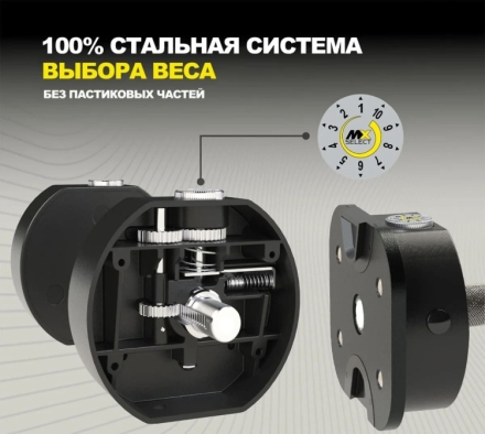 Гантель регулируемая MX Select MX100 EVO, рифленая стальная рукоять, вес 5.9-45.4 кг, 1 шт , фото 2