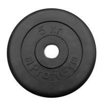 Диск «Profigym» тренировочный обрезиненный 5 кг черный 26 мм (металлическая втулка)  ДТР-5/26