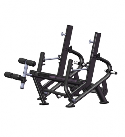 Олимпийская наклонная вниз скамья с ограничителями и механизмом наклона стоек ЕFB 103 , фото 1