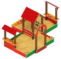 Песочный дворик двойной большой с навесом Домик (Ракушки) - ИО 6.01.03-01