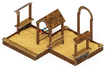 Песочный дворик двойной большой с навесом Домик (Коричневый) - ИО 6.01.03-02 