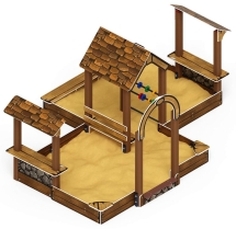 Песочный дворик двойной большой с навесом Домик (Коричневый) - ИО 6.01.03-02 