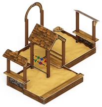 Песочный дворик двойной большой с навесом Домик (Коричневый) - ИО 6.01.03-02 