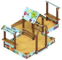 Песочный дворик двойной большой с навесом Домик (Коты) - ИО 6.01.03-03