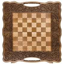 Шахматы + нарды резные "Вардени" 60 с ручкой, Haleyan Шахматы + нарды резные "Вардени" 60 с ручкой, Haleyan