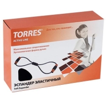 Эспандер &quot;TORRES эластичный&quot;, диаметр жгута 14 мм, мягкие, эргономичные ручки, черно-оранжевый