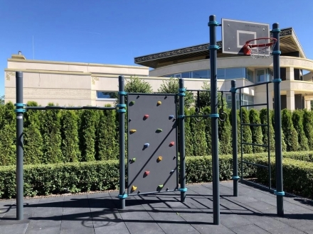 Комплекс со скалодромом, баскетбольным кольцом и скамьей для пресса для взрослых и детей, фото 2