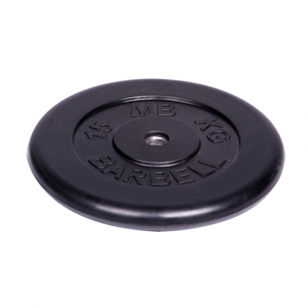 Диск обрезиненный Barbell d 26 мм чёрный 15 кг, фото 1