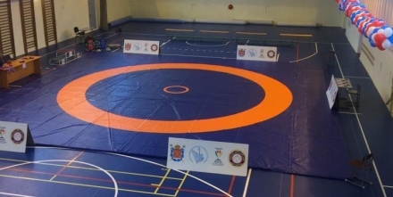 Ковёр борцовский 12х12х0,04 м, эквивалентно пл.140 кг/м3 (НПЭ, трёхцветный) СТП-91, фото 5